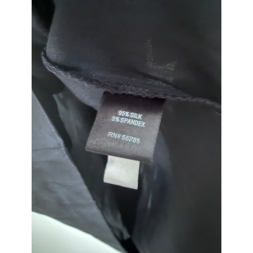 Express Design Studio Ruffle Front Collared Black Silk Elegant Dress Size M - Picture 5 of 9